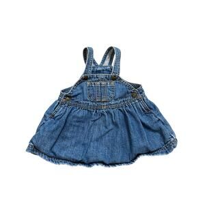 The Children's Place 3-6 Months Denim Overalls Dress Boho Blue Front Pocket